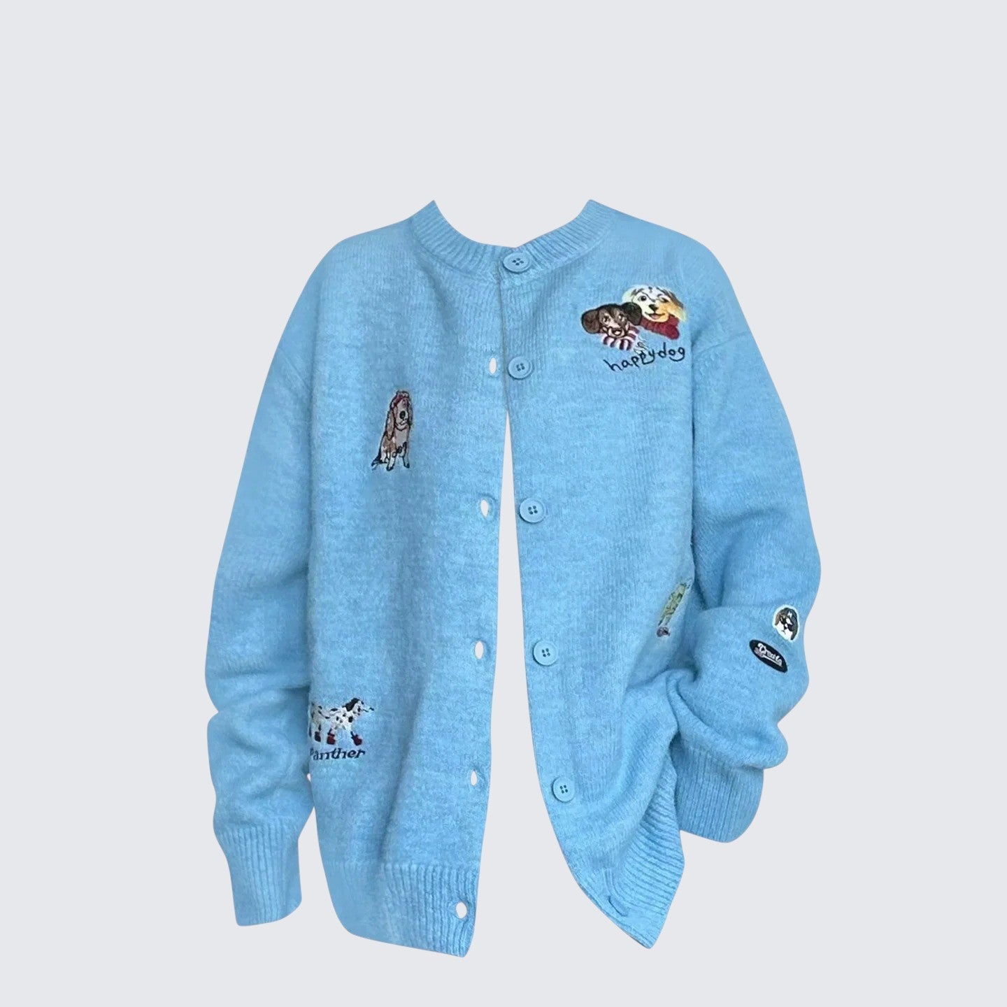 Blue Dog Embroidered Knit Cardigan Women