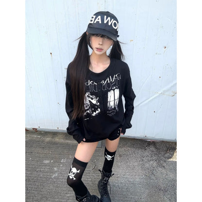 Y2K Visual Henley Long Sleeve Tee