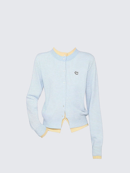 Fake Two Piece Striped Knit Cardigan