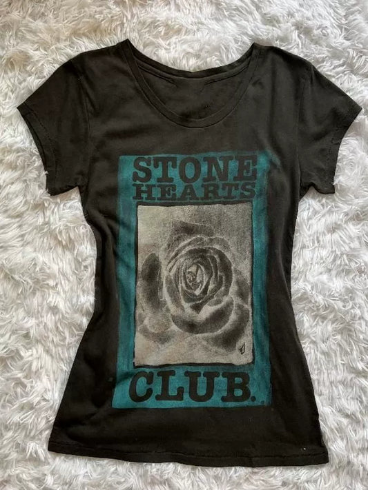Black Subculture Y2K E-girl Abi American Retro Foreign Trade Rose Print Slim Short Sleeve Top