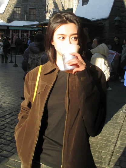 Vintage Suede Shoulder Jacket for Early Autumn