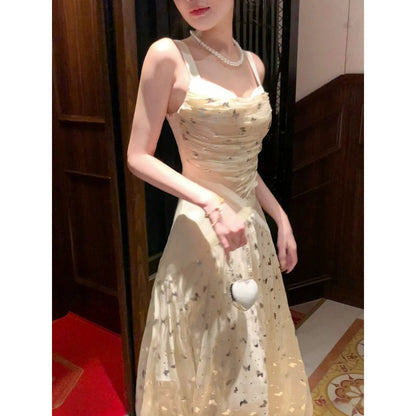 Draped Sequin Butterfly Gown Prom Dress