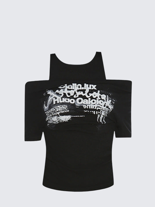 American Edgy Layered Off Shoulder T-Shirt