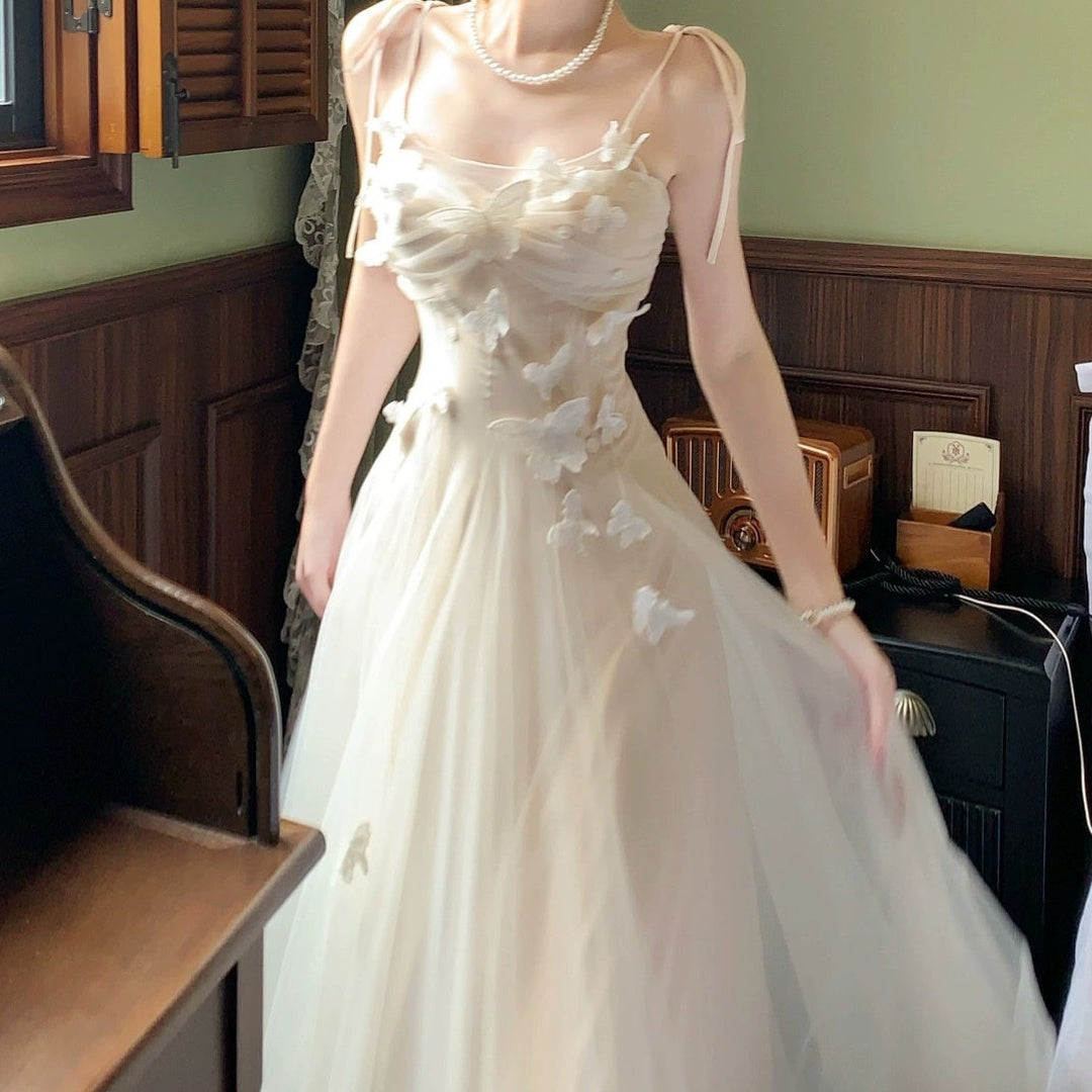 Butterfly Tulle Halter Gown Dress