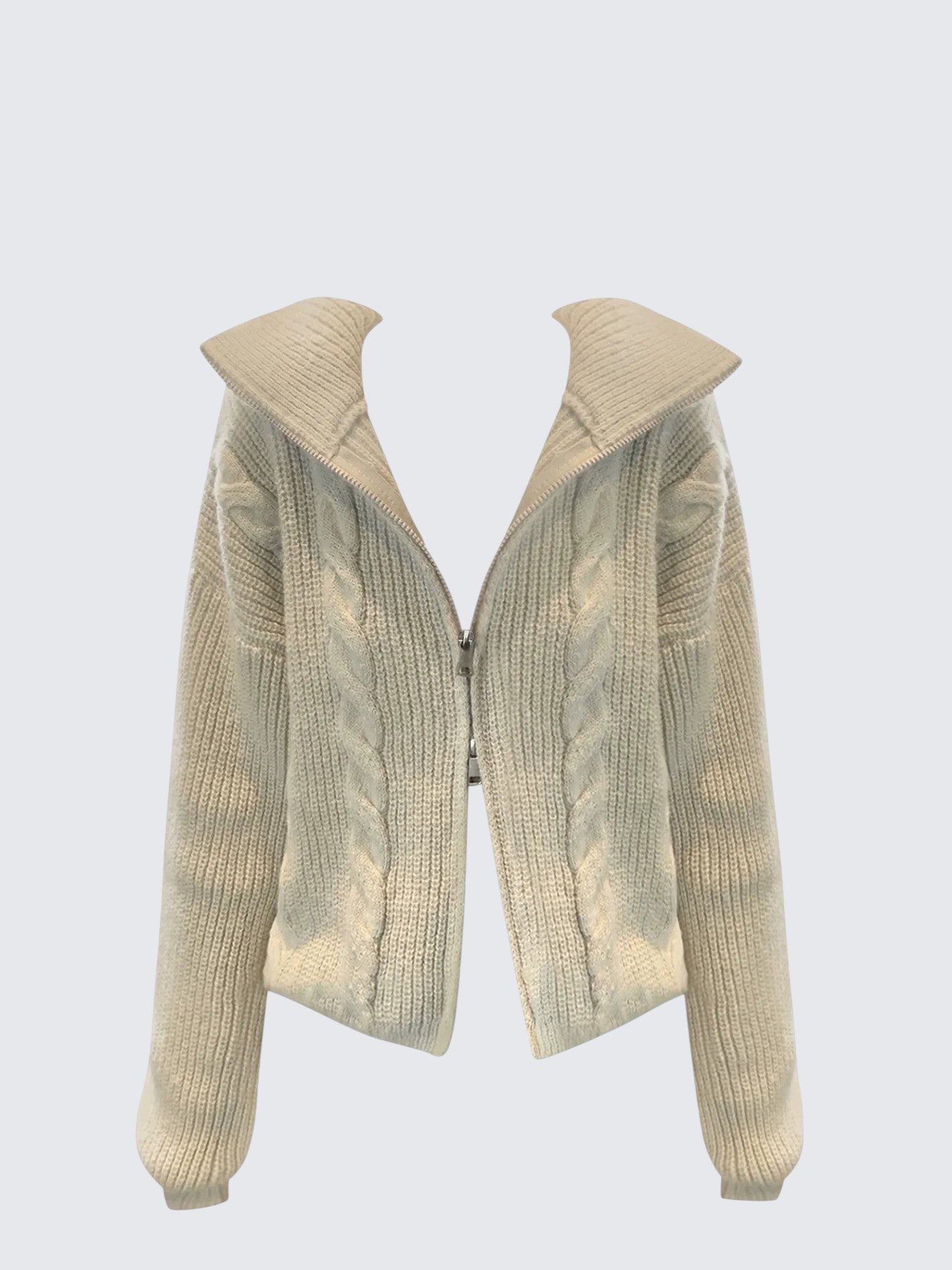 Korean Vintage Cable Knit Zip Cardigan