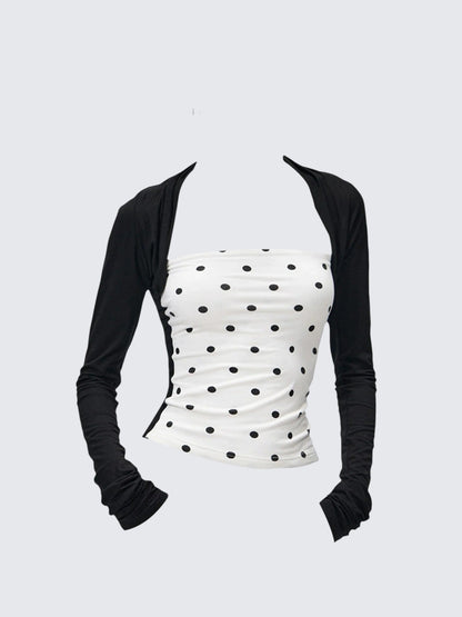 Polka Dot Faux Two-Piece Tee