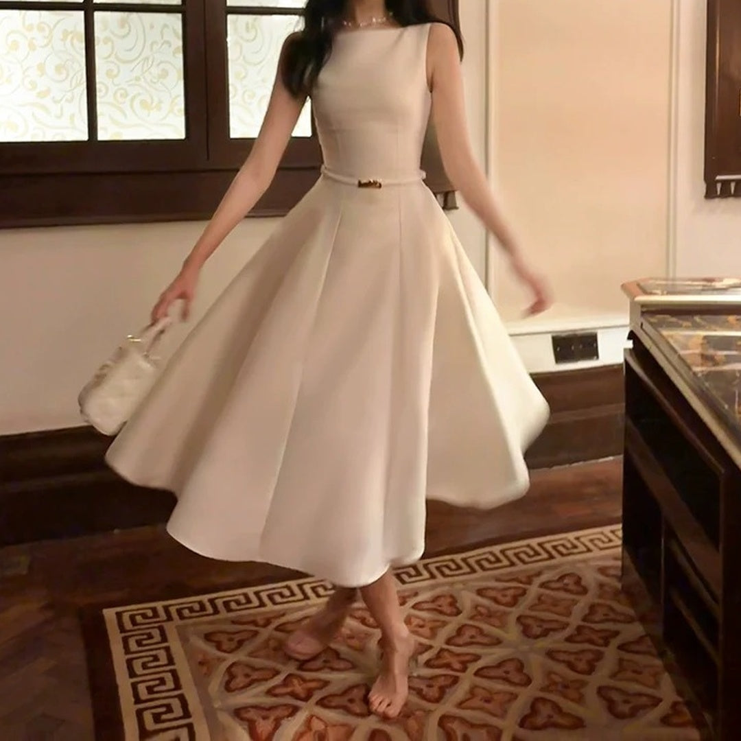 French Waist White Luxury Gown Dress