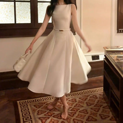 French Waist White Luxury Gown Dress