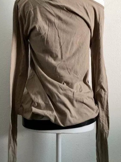 Brown Vintage Skull Off-The-Shoulder Fitted Y2K T-Shirt