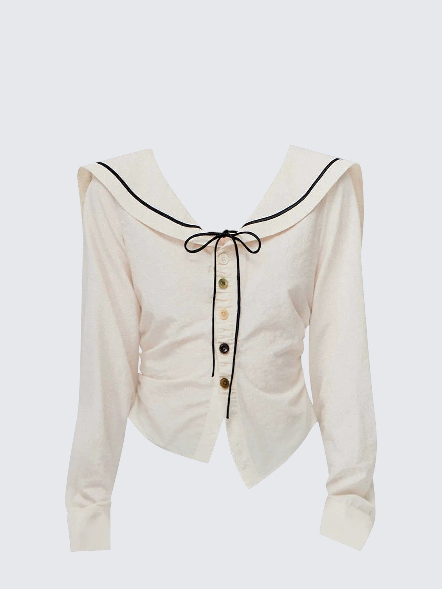 Korean Minimal Ivory Sailor Collar Shirt