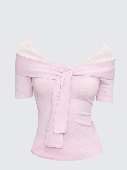 One Shoulder Twist Mesh Top