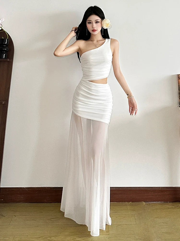 Ethereal Fairy-Like Off-The-Shoulder Cutout Waist Slimming Maxi Dress