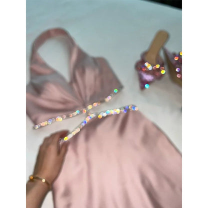 Satin Party Spaghetti Strap Mini Dress