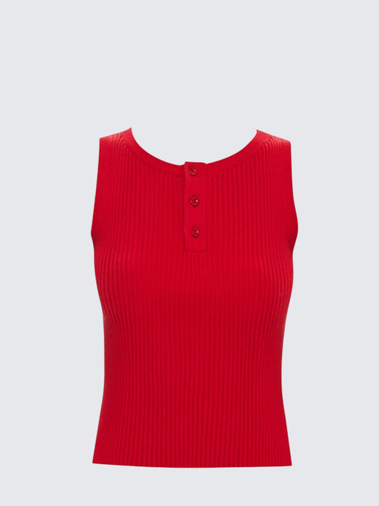 Vintage Red Ribbed Vest