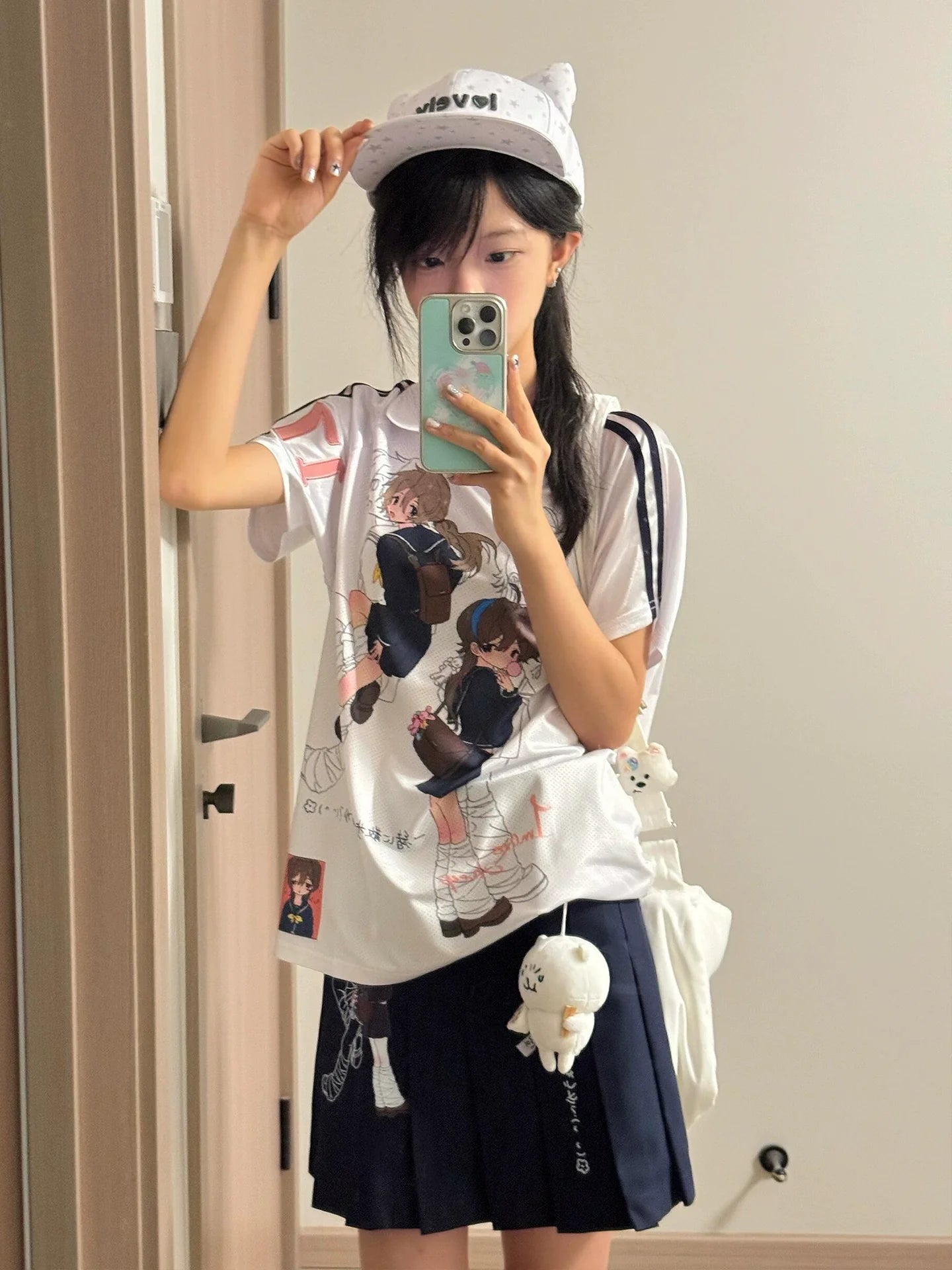 Y2K Cartoon Girl Polo Tee