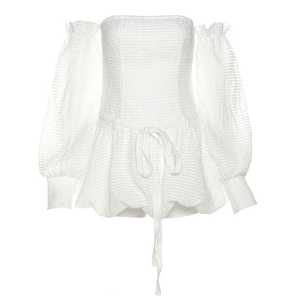 Soft Sexy Waist-Cinched Tube Top Dress With Arm Sleeves