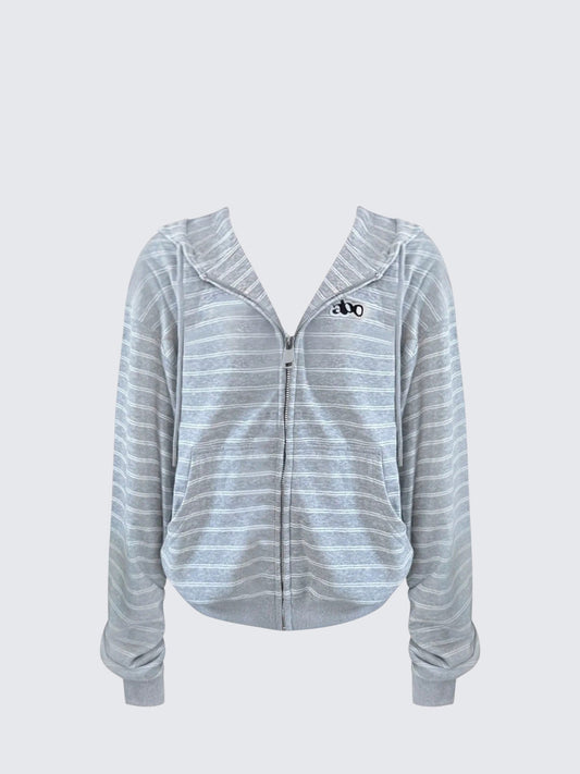 Vintage Striped Zip Hoodie