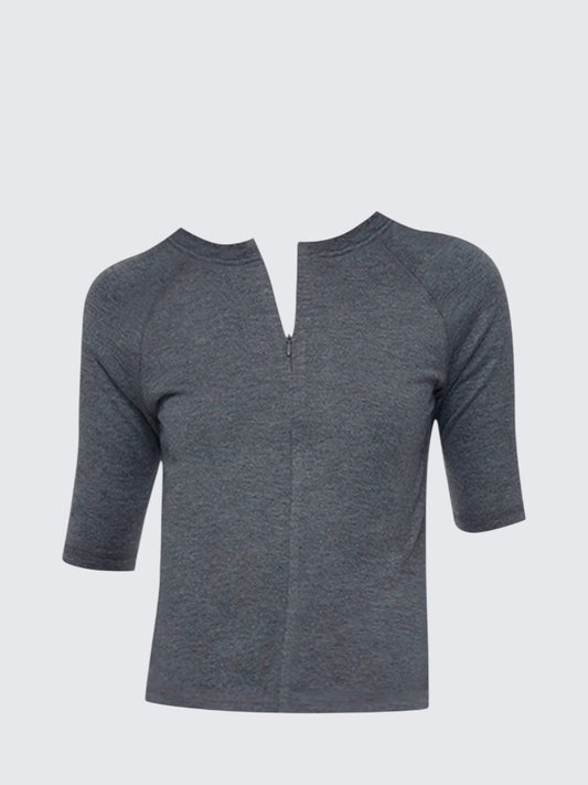 Half-Zip Basic Short Sleeve Top