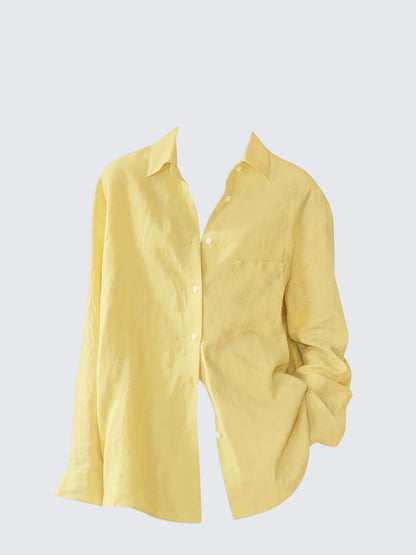 Yellow Linen Lightweight Sun Protection Shirt