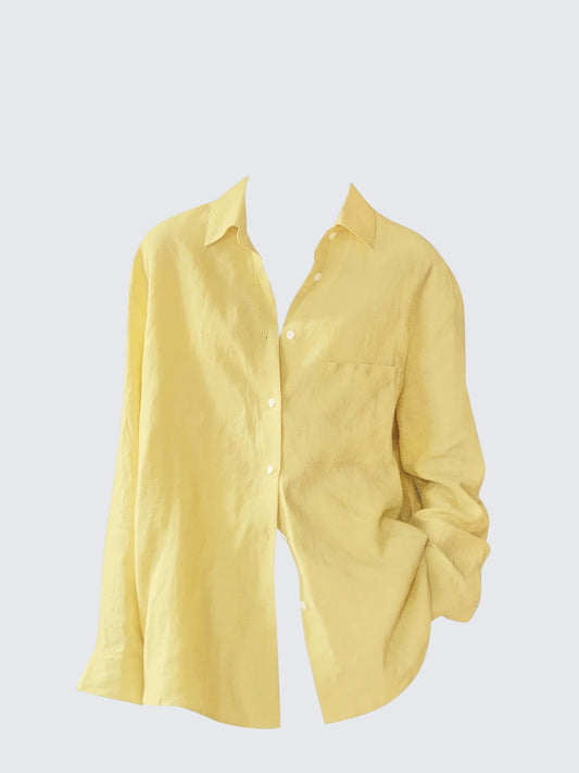 Yellow Linen Lightweight Sun Protection Shirt