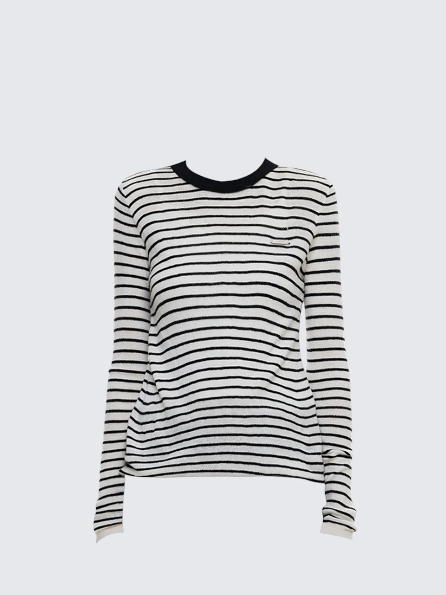 Black White Striped Knit Sweater