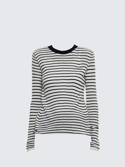 Black White Striped Knit Sweater