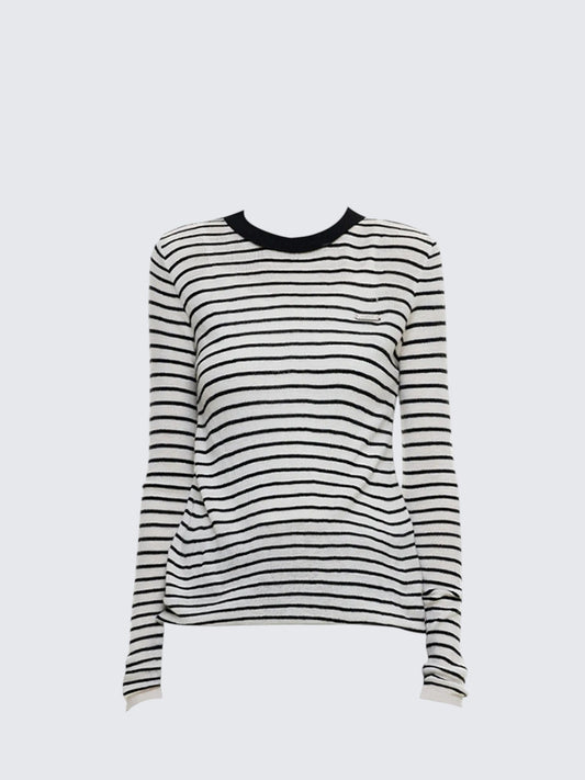 Black White Striped Knit Sweater