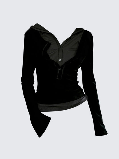 Punk Layered Hooded Tee Women