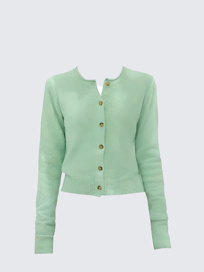 Korean Vintage Cropped Knit Cardigan