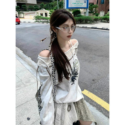 Y2K Asymmetric Mesh Hoodie for Spring Autumn