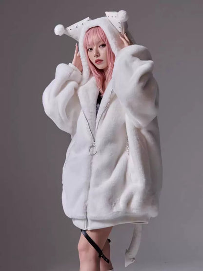 Kuromi Faux Fur Coat Harajuku