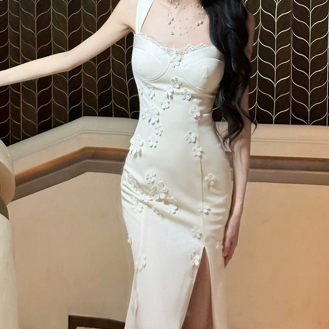 French 3D Flower Mermaid Gown Dress