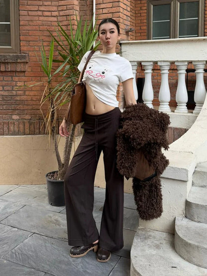 White Dog Applique Short Sleeve Top Slim Fit Tee