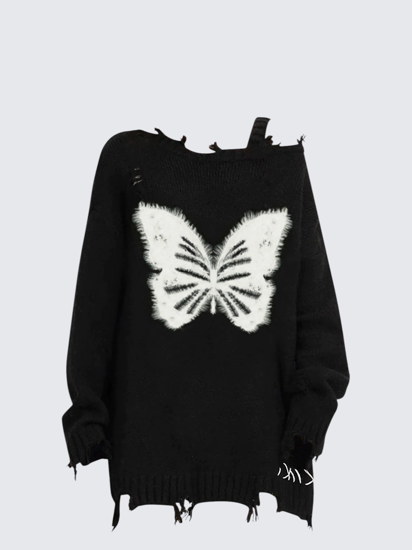 Black Butterfly Cutout Knit Sweater Women