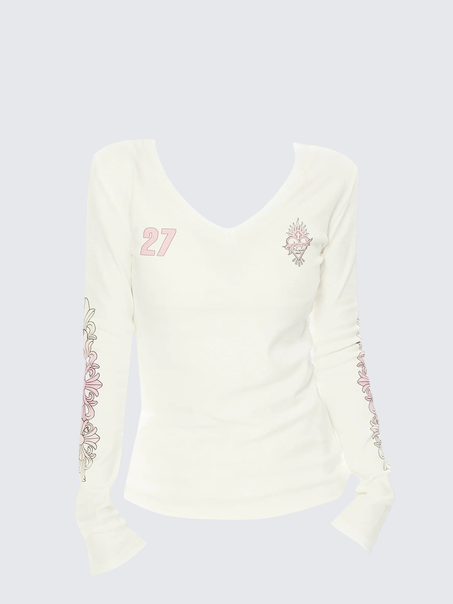 Vintage Cross Print V Neck Tee