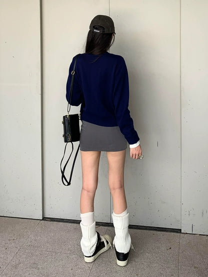 Korean Layered Knit Cardigan Two-Piece Effect Loose Lazy Chic Outerwear