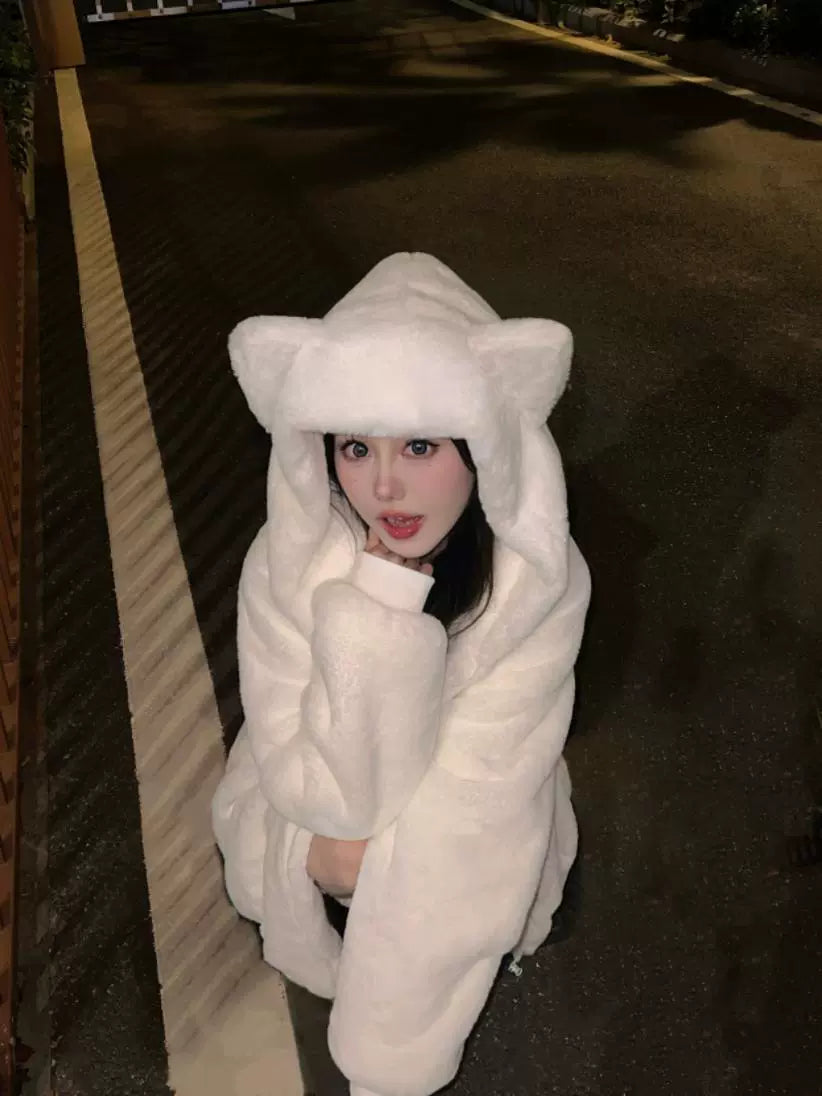 Kawaii Cat Ear Fleece Coat