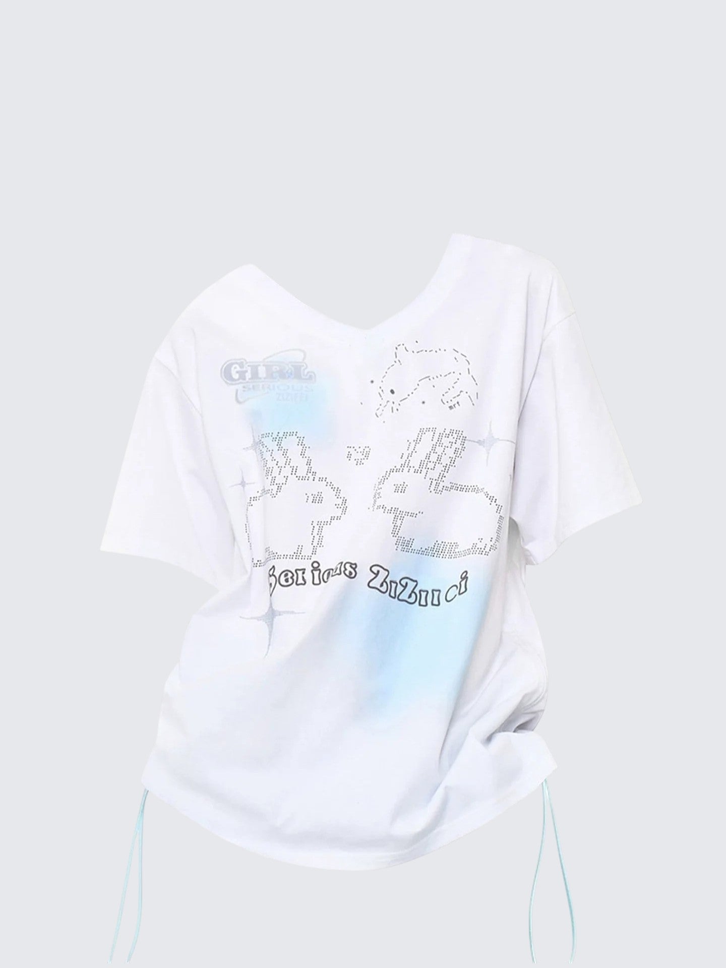 Rabbit Print Drawstring Tee