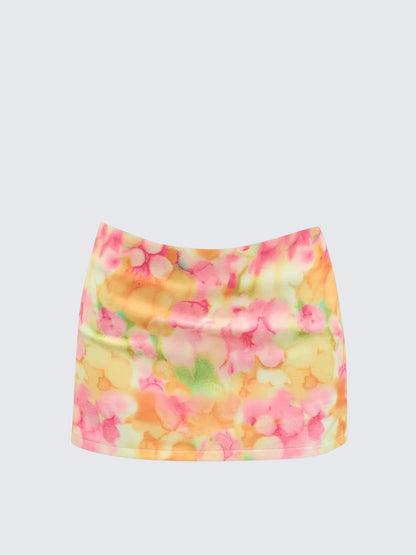 Pink Floral Mini Skirt