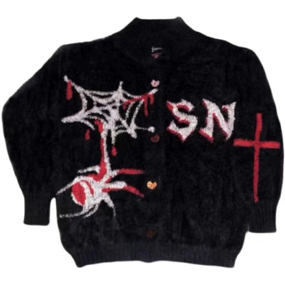 Y2K Punk Harajuku Faux Mink SN Sweater Cardigan