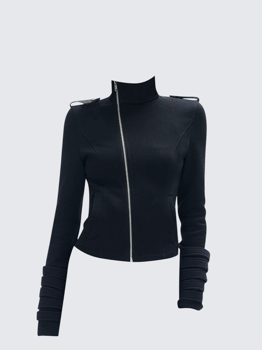 Asymmetrical Zip Short Hoodie