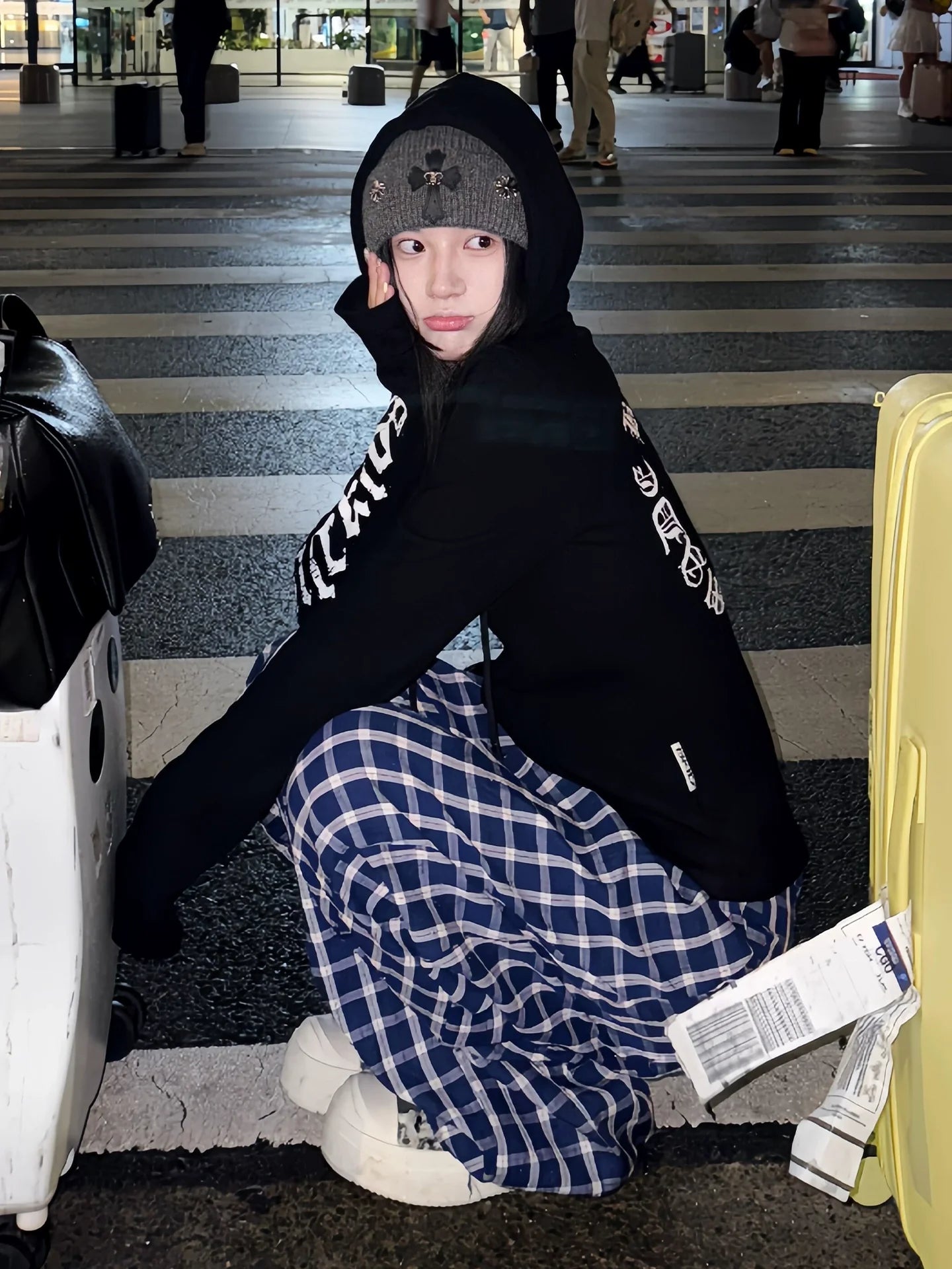 American Gothic Letter Print Zip Hoodie Fitted Long Sleeve Street Jacket