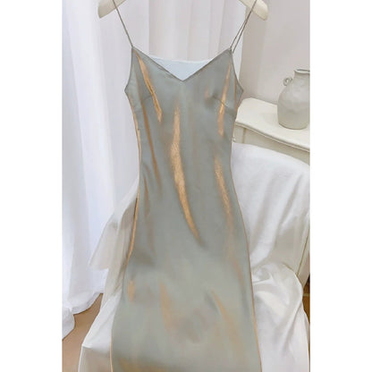 Moonlight Serenade Fitted Spaghetti Strap Gown Dress – Beach Evening Dress