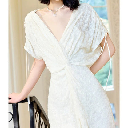 Knitted Sequin Knot Gown Prom Dress