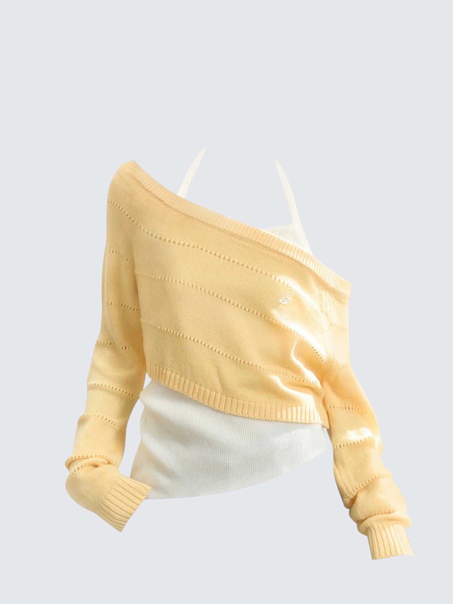 Yellow Crop Knit Set