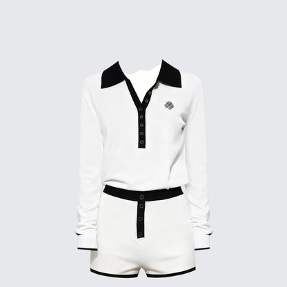 Henley Polo Knit Set Women