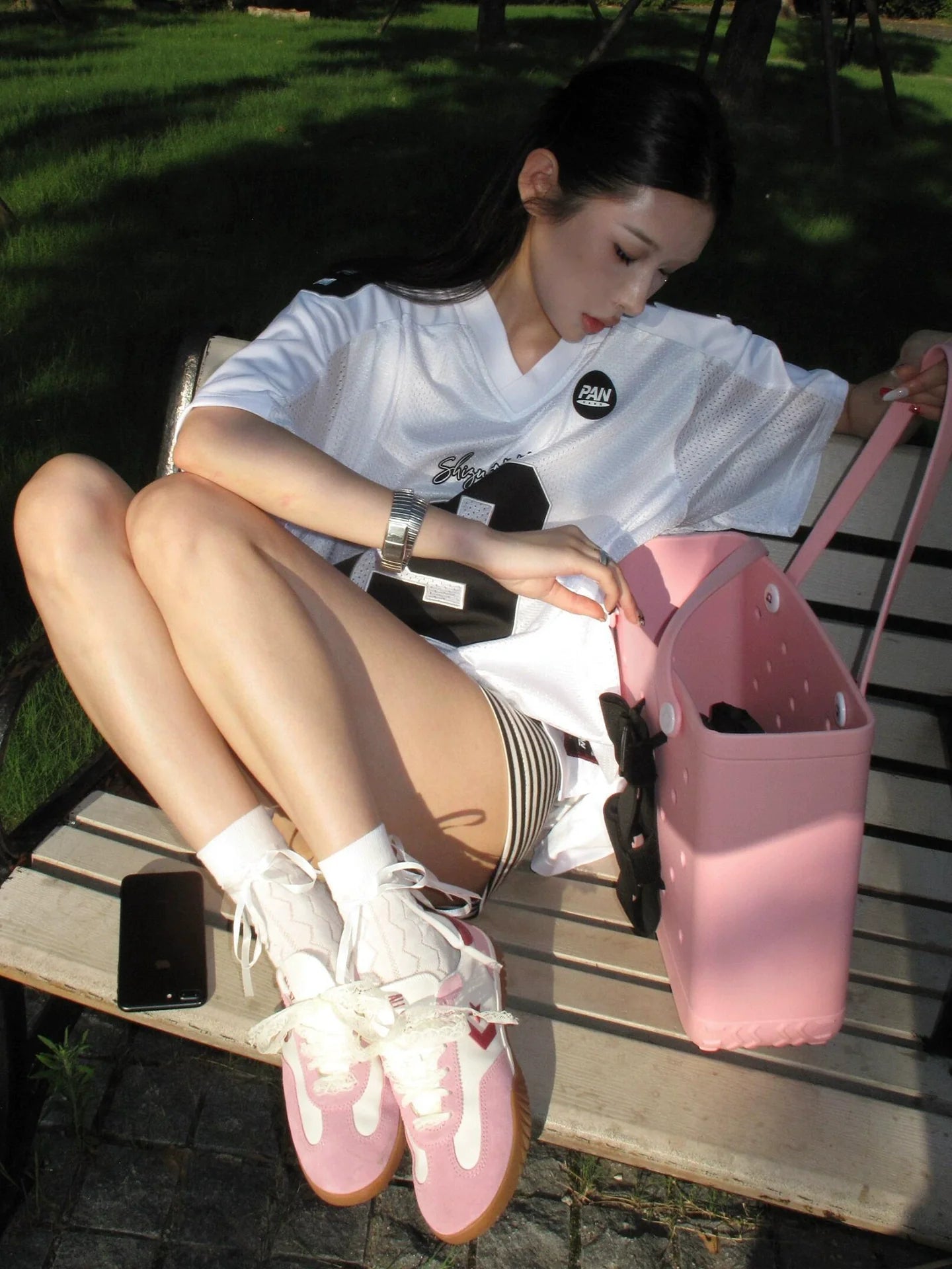 American Retro V-Neck Mesh Jersey Tee Summer Oversized Sporty Top