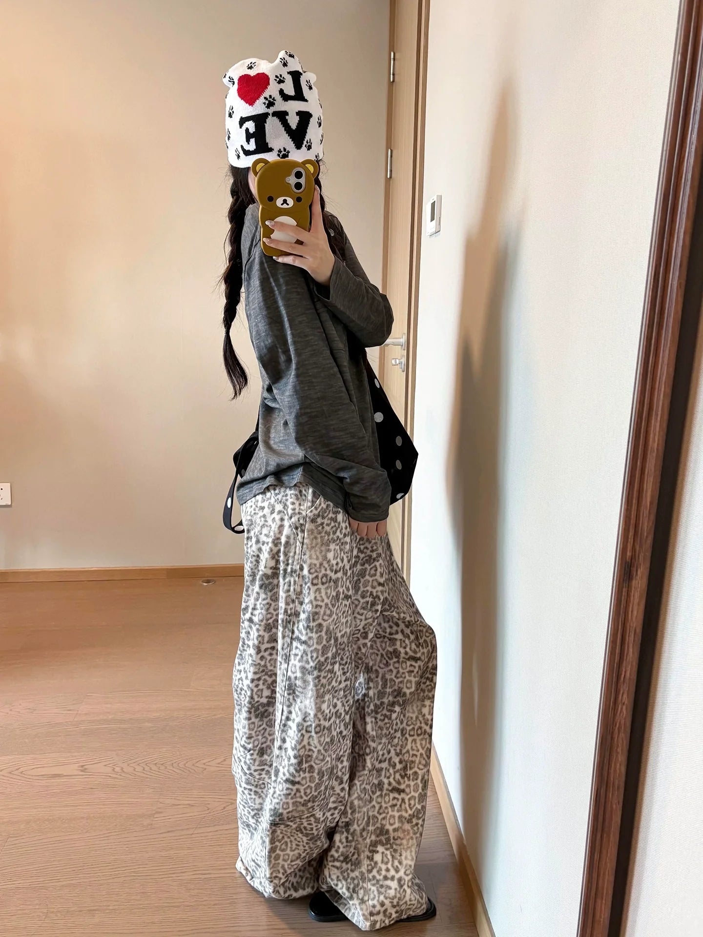 Korean Relaxed V-Neck Long Sleeve Tee  Sheer Slub Cotton Loose Fit Top