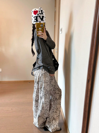 Korean Relaxed V-Neck Long Sleeve Tee  Sheer Slub Cotton Loose Fit Top