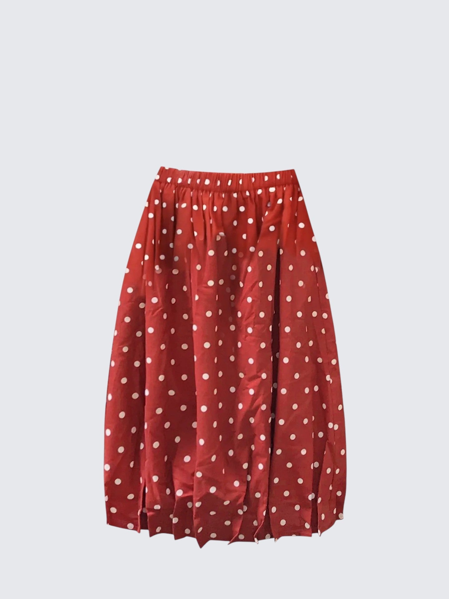 Red Polka Dot Bubble Midi Skirt Women